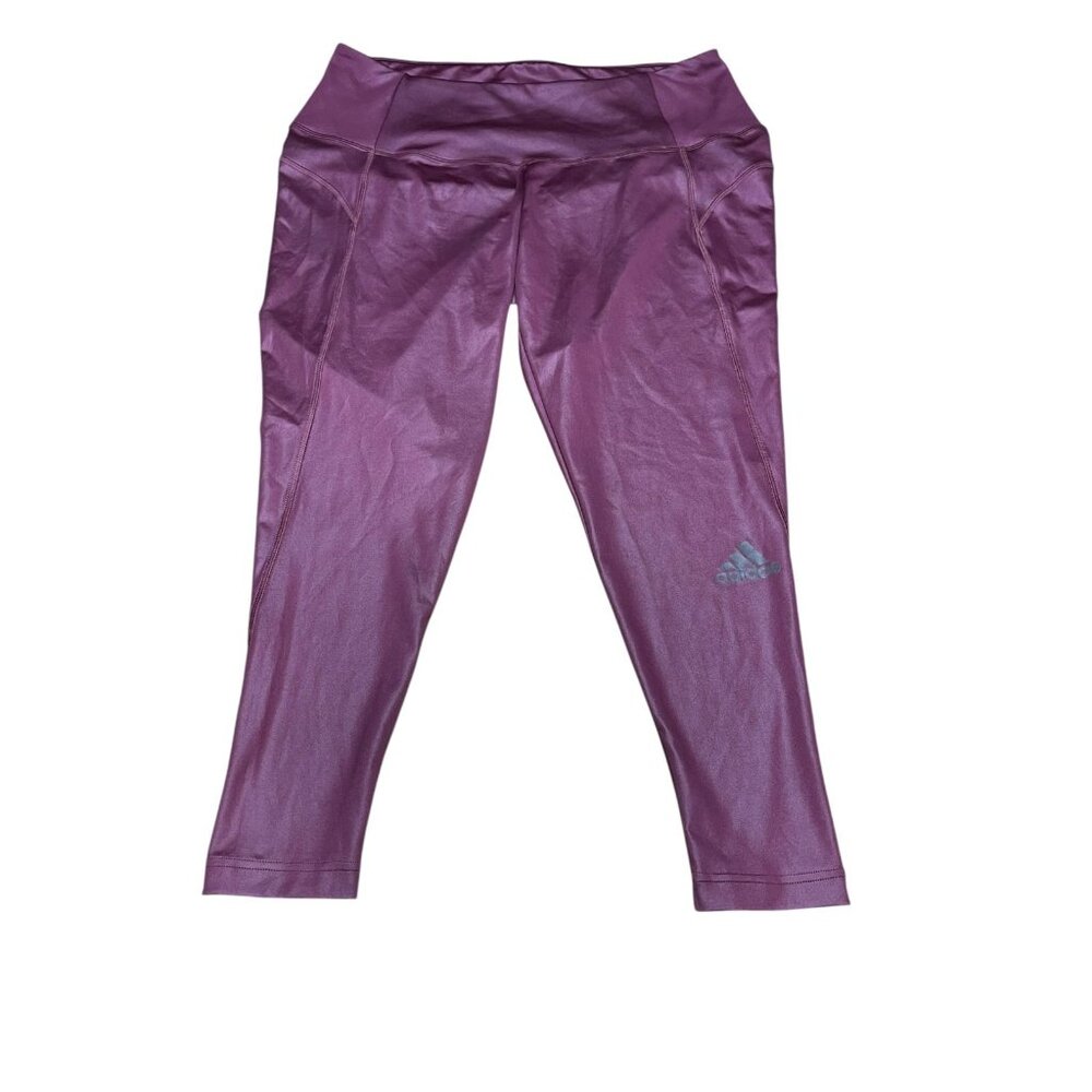 Adidas Aeroready Leggings Purple Logo‎ for Women Plus Size 2XL.